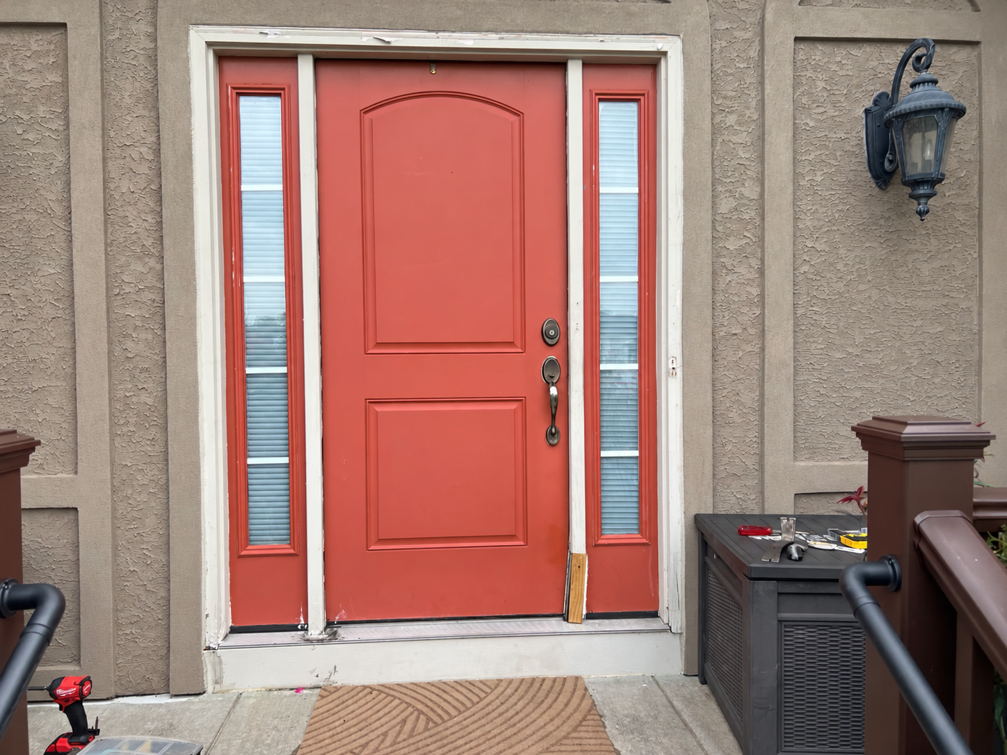 Before: original red front door and sidelights